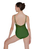 Solid Lycra Cami Leotard Low Mesh Back