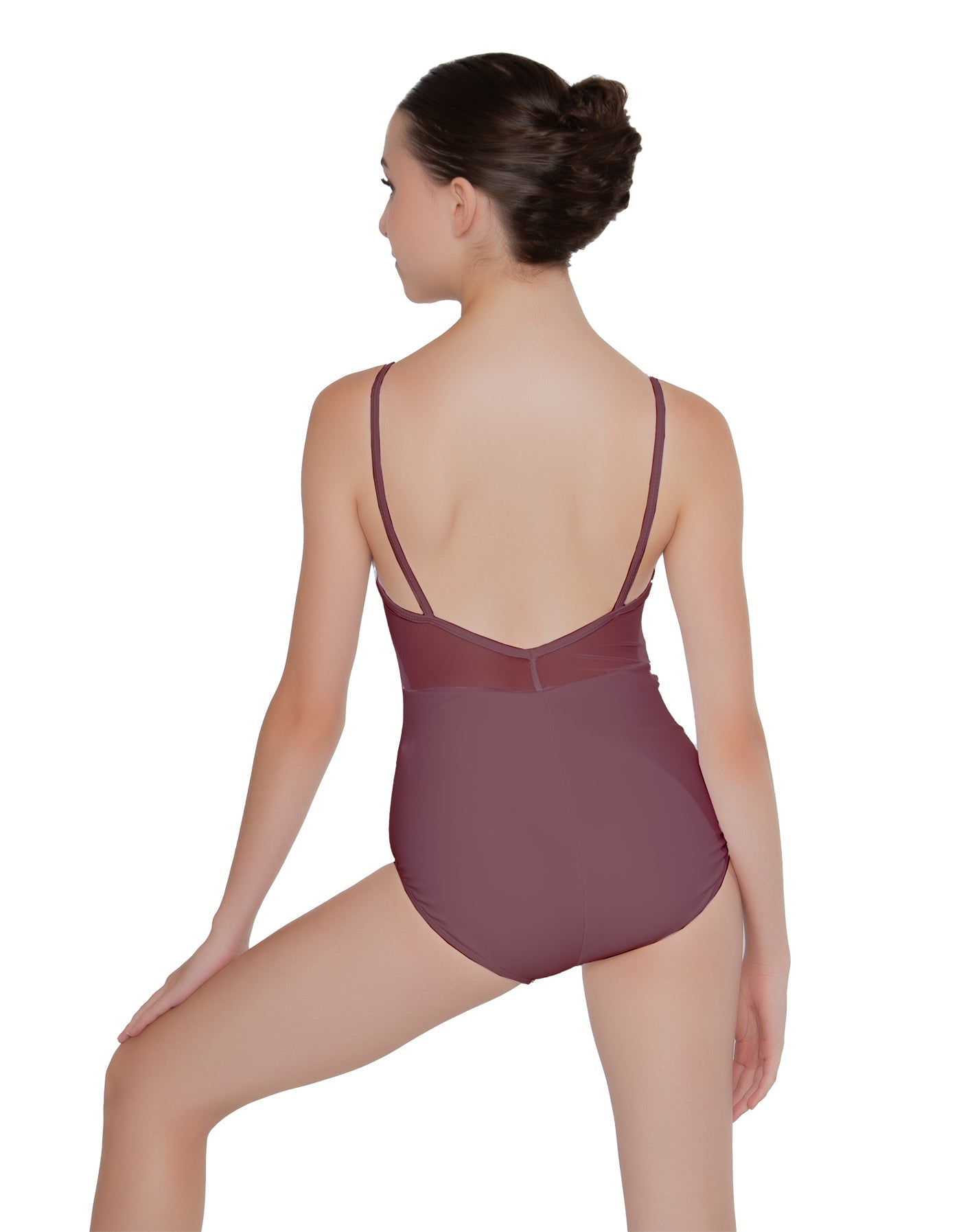 Solid Lycra Cami Leotard Low Mesh Back