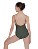 Solid Lycra Cami Leotard Low Mesh Back