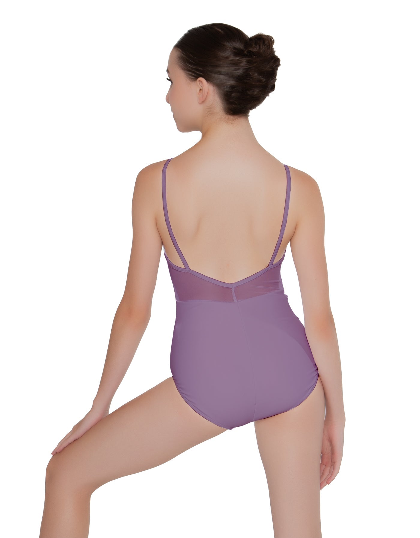 Solid Lycra Cami Leotard Low Mesh Back