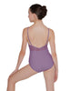Solid Lycra Cami Leotard Low Mesh Back