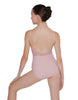 Solid Lycra Cami Leotard Low Mesh Back