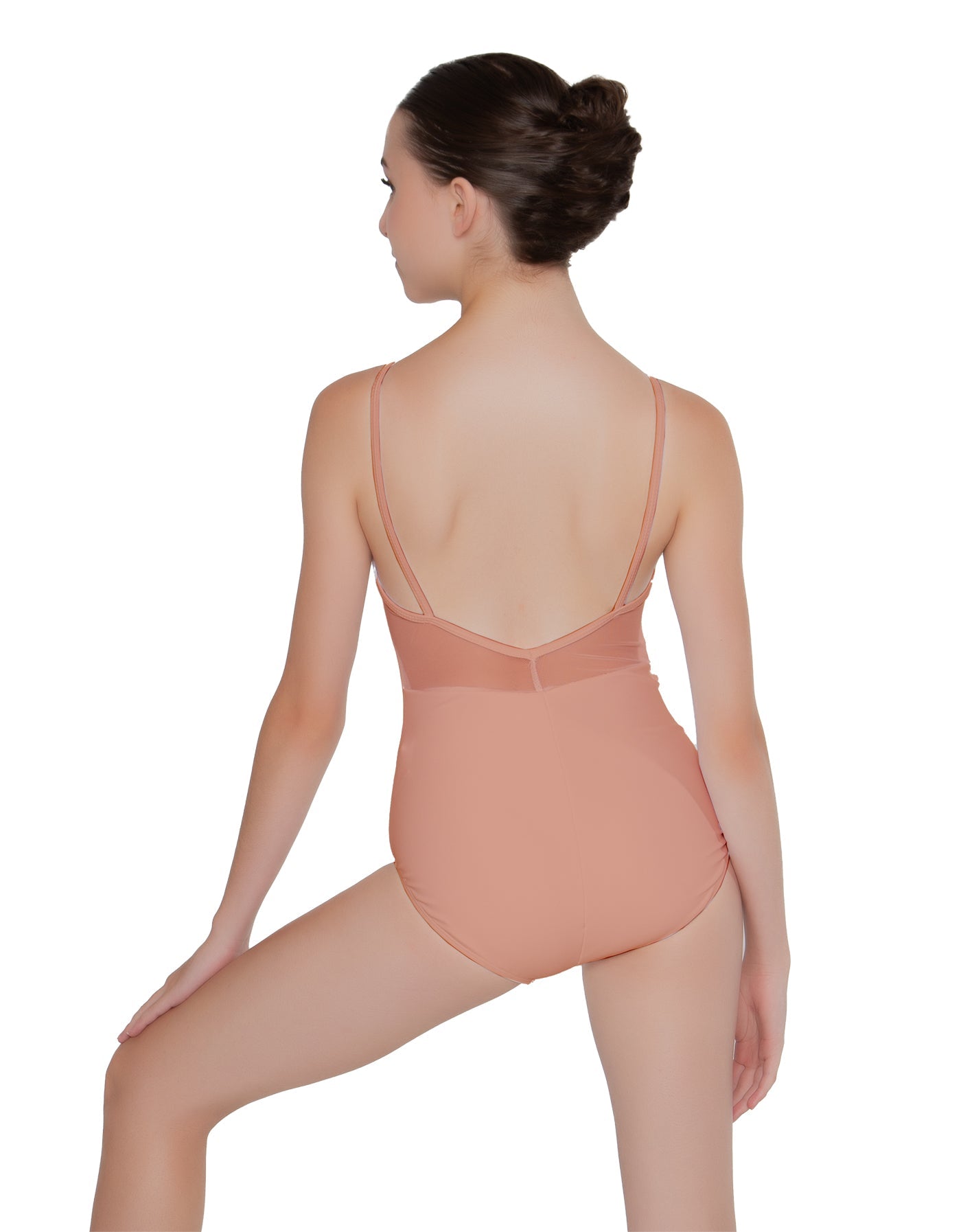 Solid Lycra Cami Leotard Low Mesh Back
