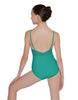 Solid Lycra Cami Leotard Low Mesh Back