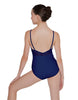 Solid Lycra Cami Leotard Low Mesh Back