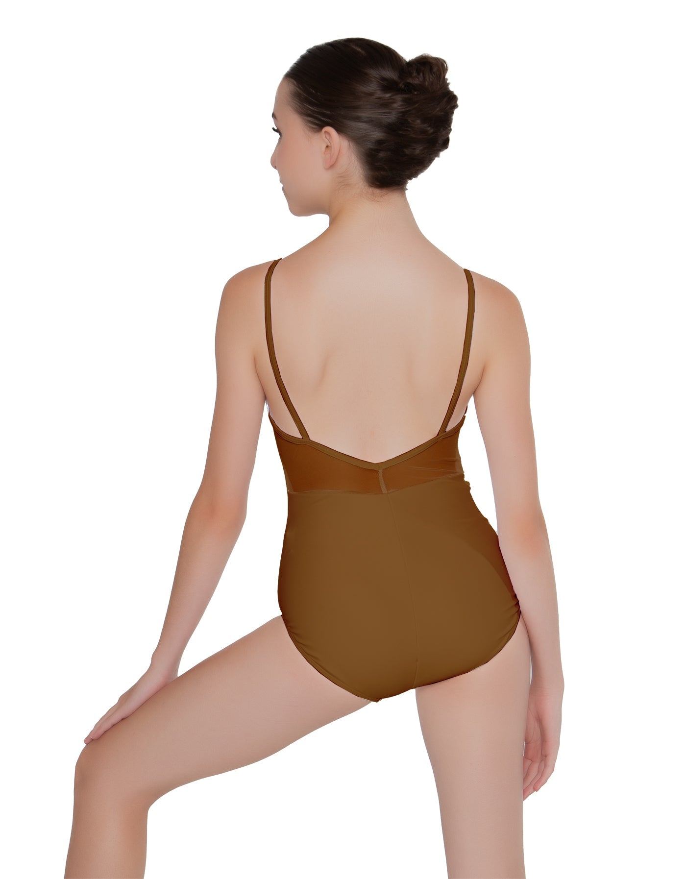 Solid Lycra Cami Leotard Low Mesh Back
