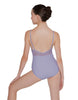 Solid Lycra Cami Leotard Low Mesh Back