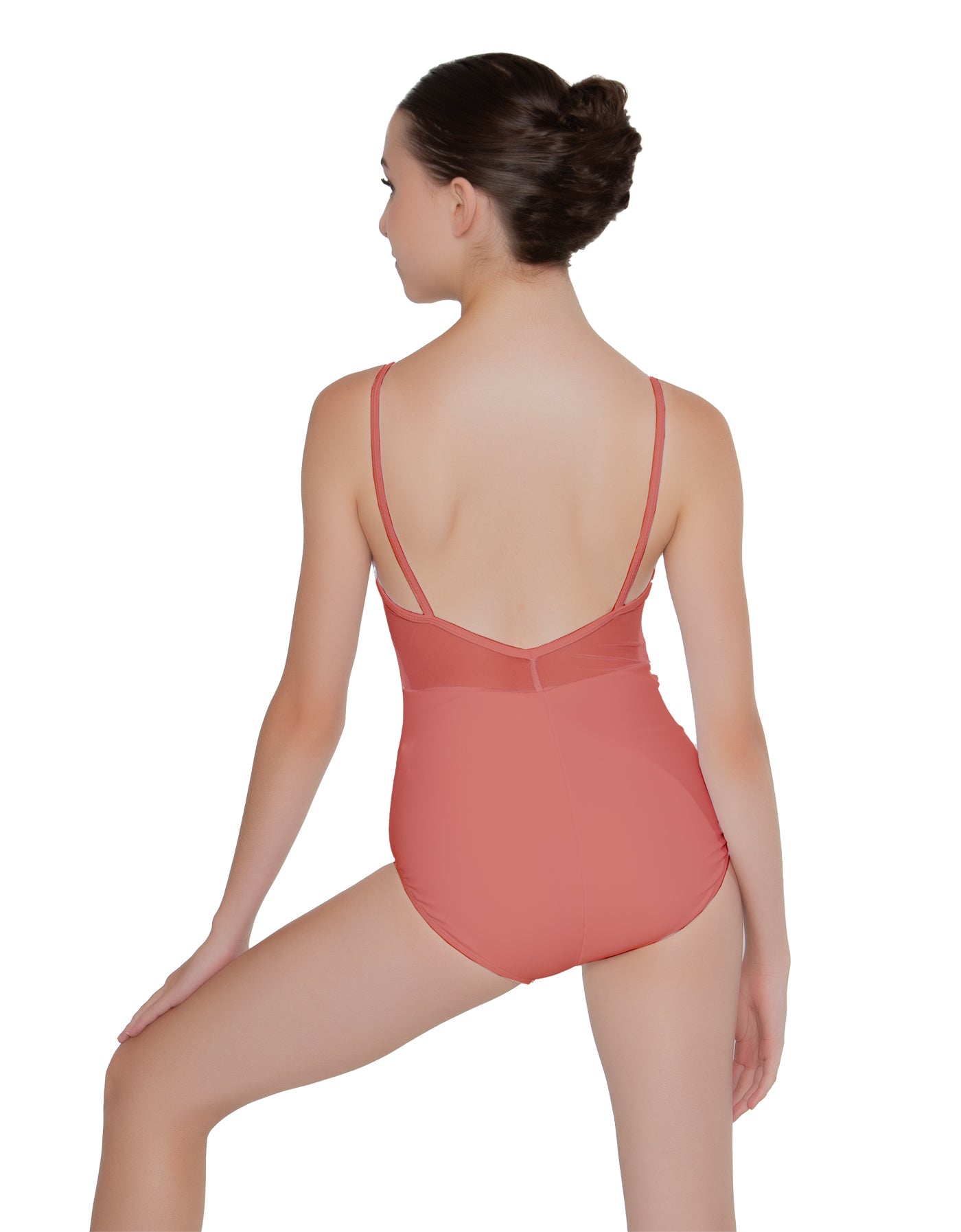 Solid Lycra Cami Leotard Low Mesh Back