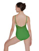 Solid Lycra Cami Leotard Low Mesh Back