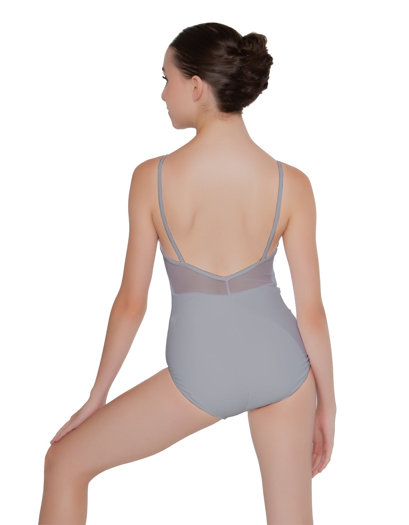 Solid Lycra Cami Leotard Low Mesh Back