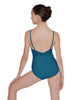 Solid Lycra Cami Leotard Low Mesh Back