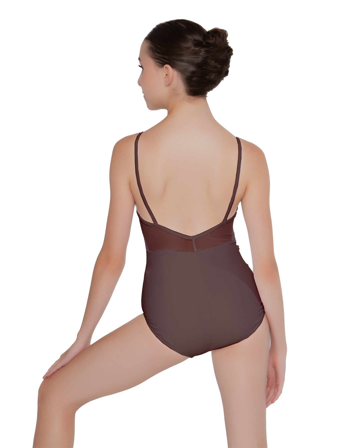 Solid Lycra Cami Leotard Low Mesh Back
