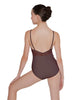 Solid Lycra Cami Leotard Low Mesh Back