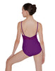 Solid Lycra Cami Leotard Low Mesh Back