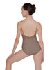 Solid Lycra Cami Leotard Low Mesh Back