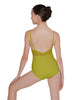 Solid Lycra Cami Leotard Low Mesh Back