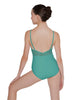 Solid Lycra Cami Leotard Low Mesh Back