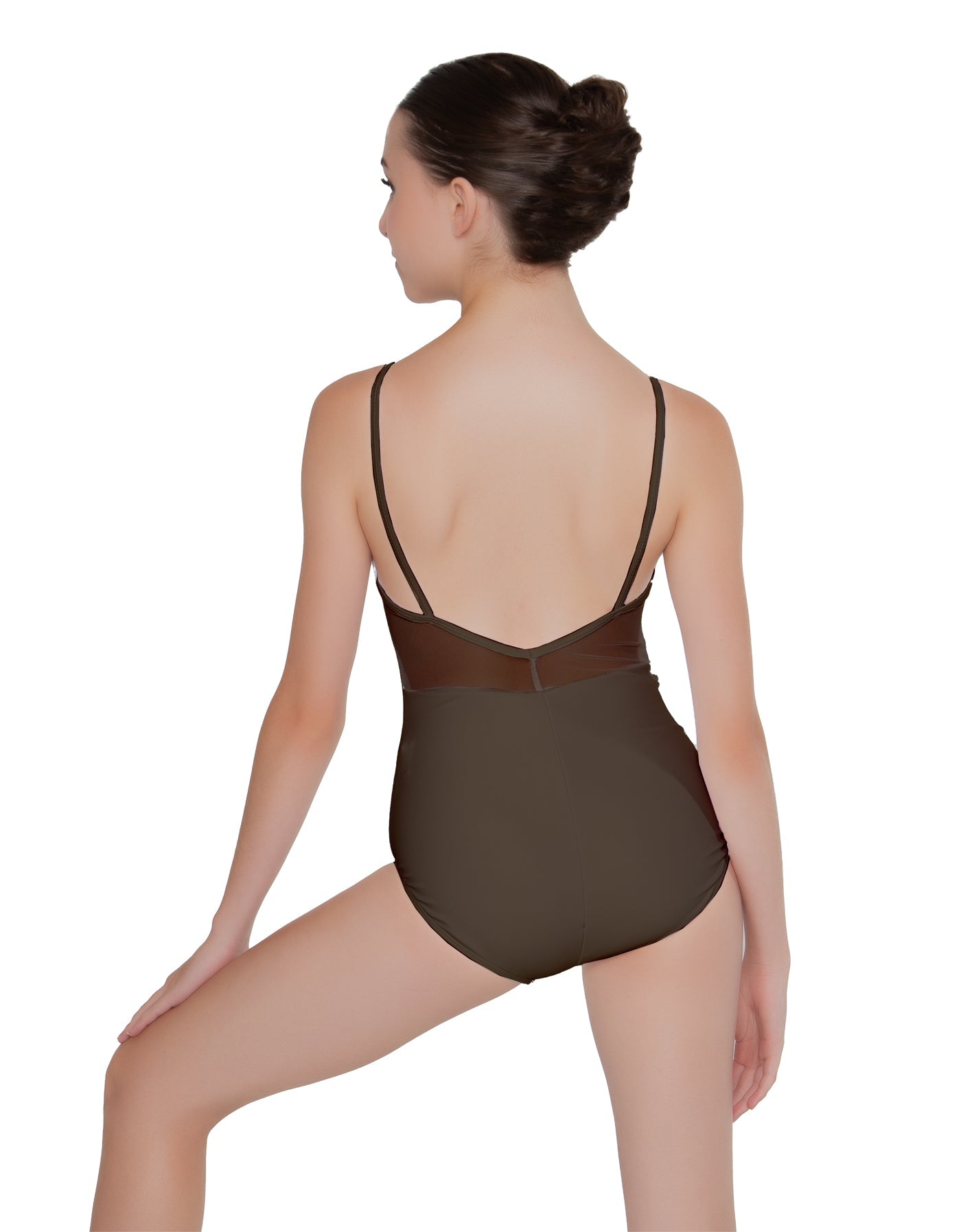 Solid Lycra Cami Leotard Low Mesh Back