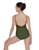 Solid Lycra Cami Leotard Low Mesh Back