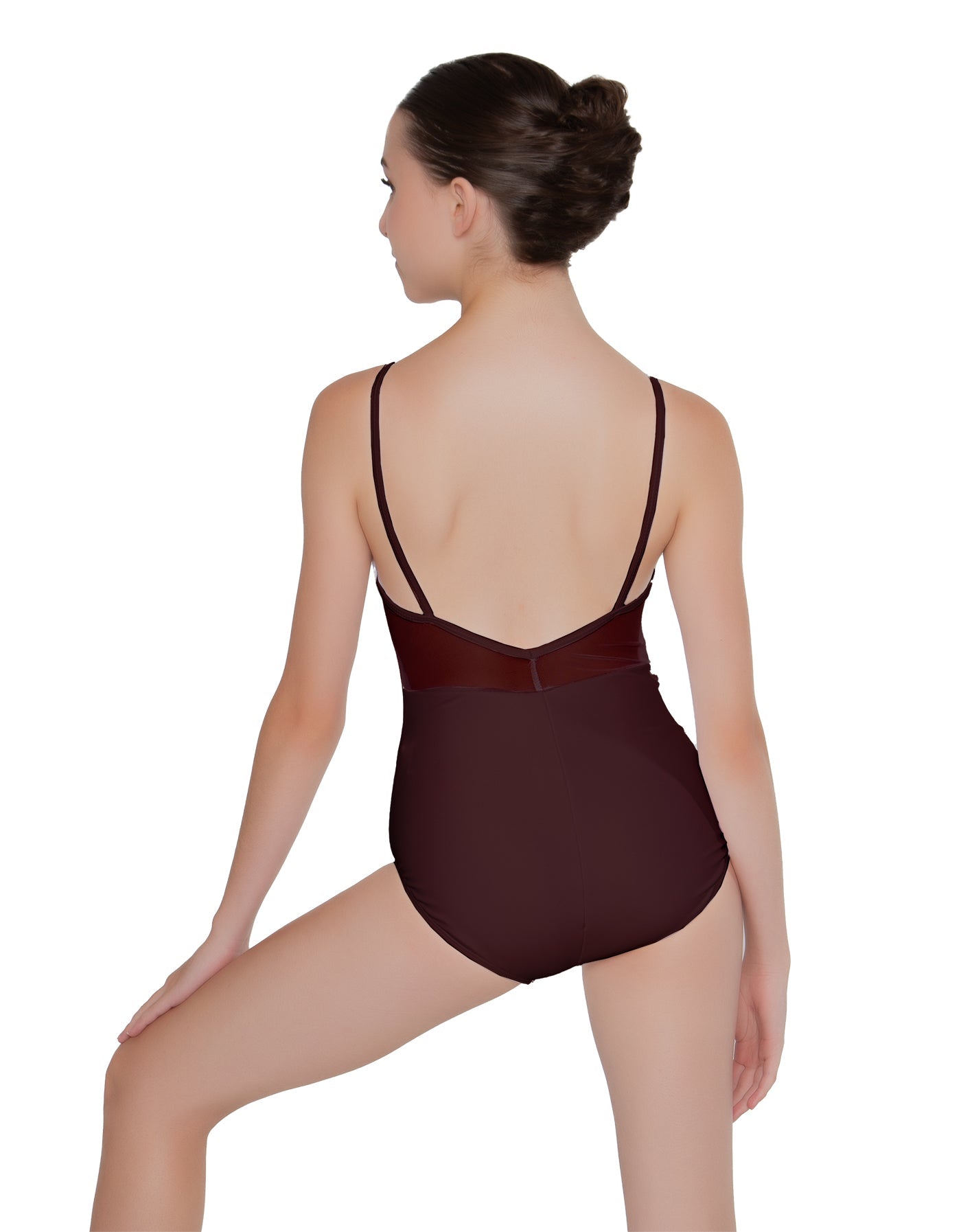 Solid Lycra Cami Leotard Low Mesh Back