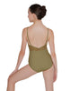 Solid Lycra Cami Leotard Low Mesh Back