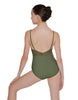 Solid Lycra Cami Leotard Low Mesh Back