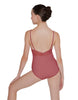 Solid Lycra Cami Leotard Low Mesh Back