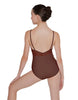 Solid Lycra Cami Leotard Low Mesh Back