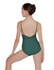 Solid Lycra Cami Leotard Low Mesh Back