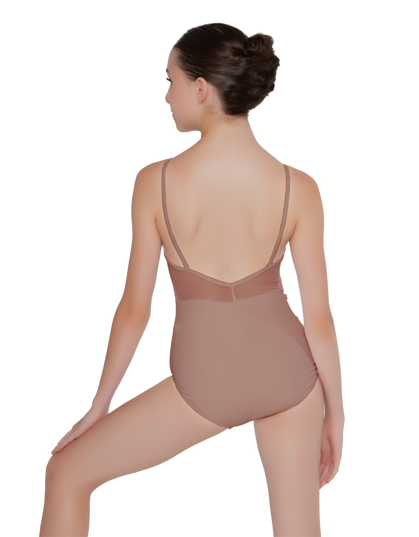Solid Lycra Cami Leotard Low Mesh Back