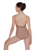 Solid Lycra Cami Leotard Low Mesh Back