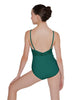 Solid Lycra Cami Leotard Low Mesh Back
