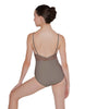 Solid Lycra Cami Leotard Low Mesh Back
