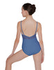 Solid Lycra Cami Leotard Low Mesh Back