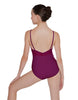 Solid Lycra Cami Leotard Low Mesh Back