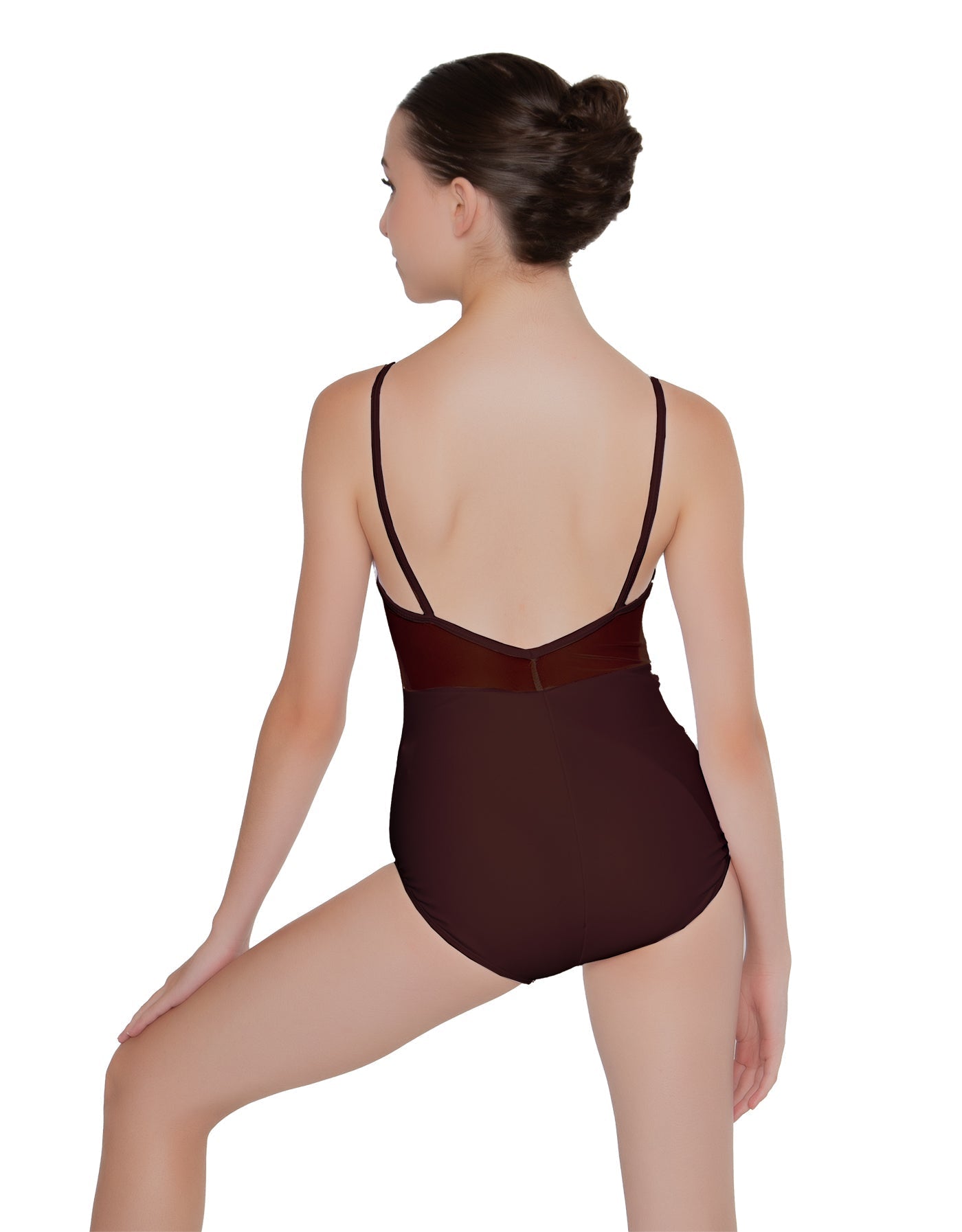 Solid Lycra Cami Leotard Low Mesh Back