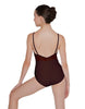 Solid Lycra Cami Leotard Low Mesh Back