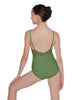 Solid Lycra Cami Leotard Low Mesh Back
