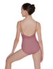 Solid Lycra Cami Leotard Low Mesh Back