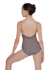 Solid Lycra Cami Leotard Low Mesh Back