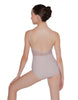 Solid Lycra Cami Leotard Low Mesh Back
