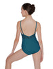 Solid Lycra Cami Leotard Low Mesh Back