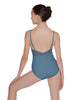Solid Lycra Cami Leotard Low Mesh Back