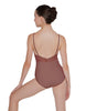 Solid Lycra Cami Leotard Low Mesh Back