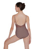 Solid Lycra Cami Leotard Low Mesh Back