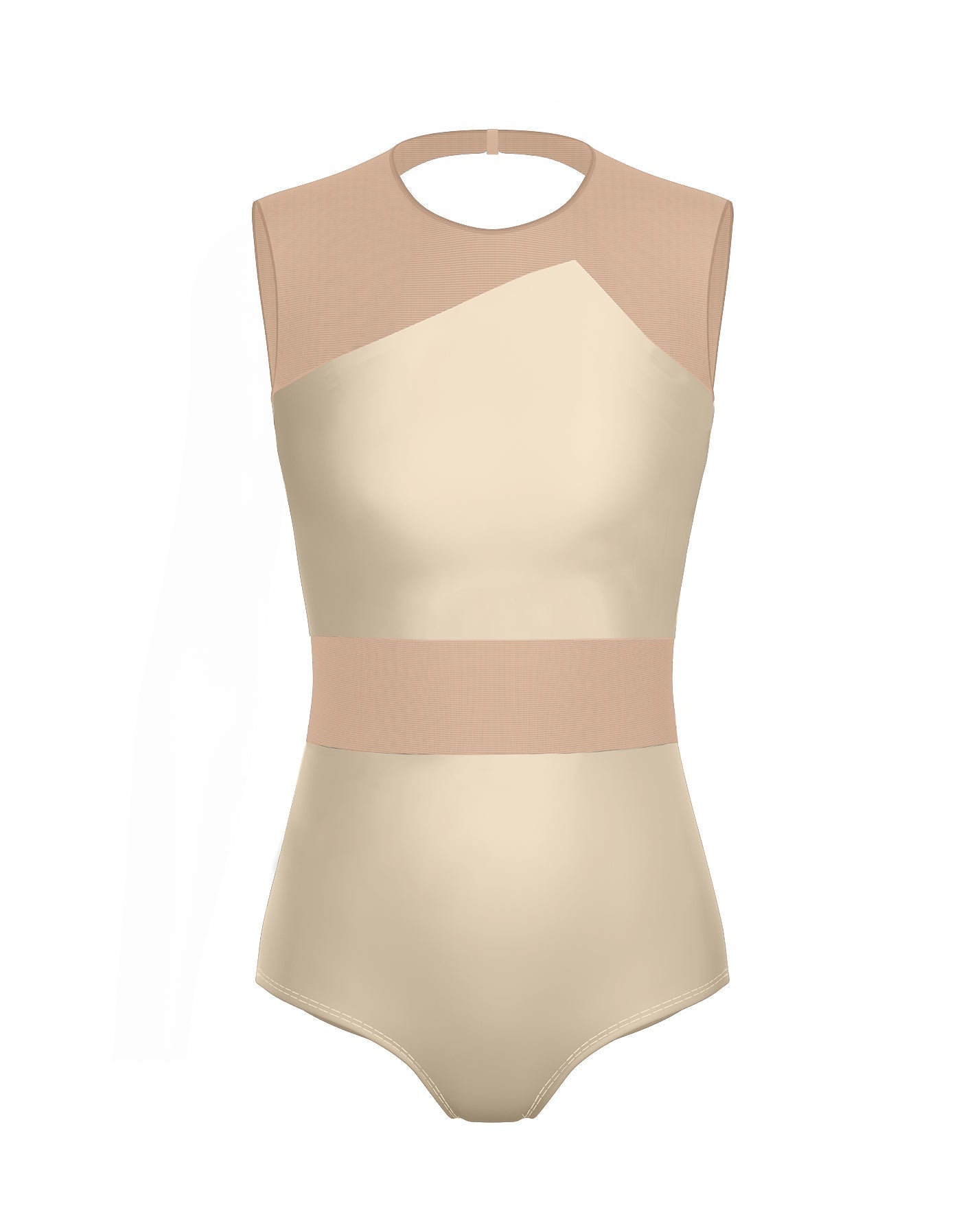 Solid Lycra Defined Leotard Nude Mesh