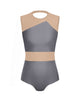 Solid Lycra Defined Leotard Nude Mesh
