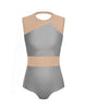 Solid Lycra Defined Leotard Nude Mesh