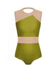 Solid Lycra Defined Leotard Nude Mesh