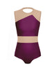 Solid Lycra Defined Leotard Nude Mesh